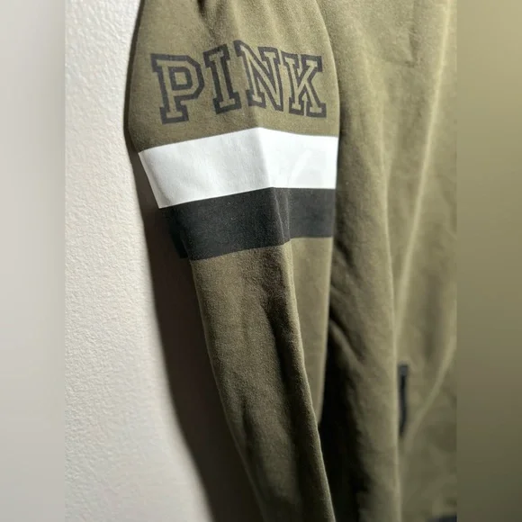 PINK Victoria's Secret Olive Green Zip-Up Hoodie - Picture 4 of 6